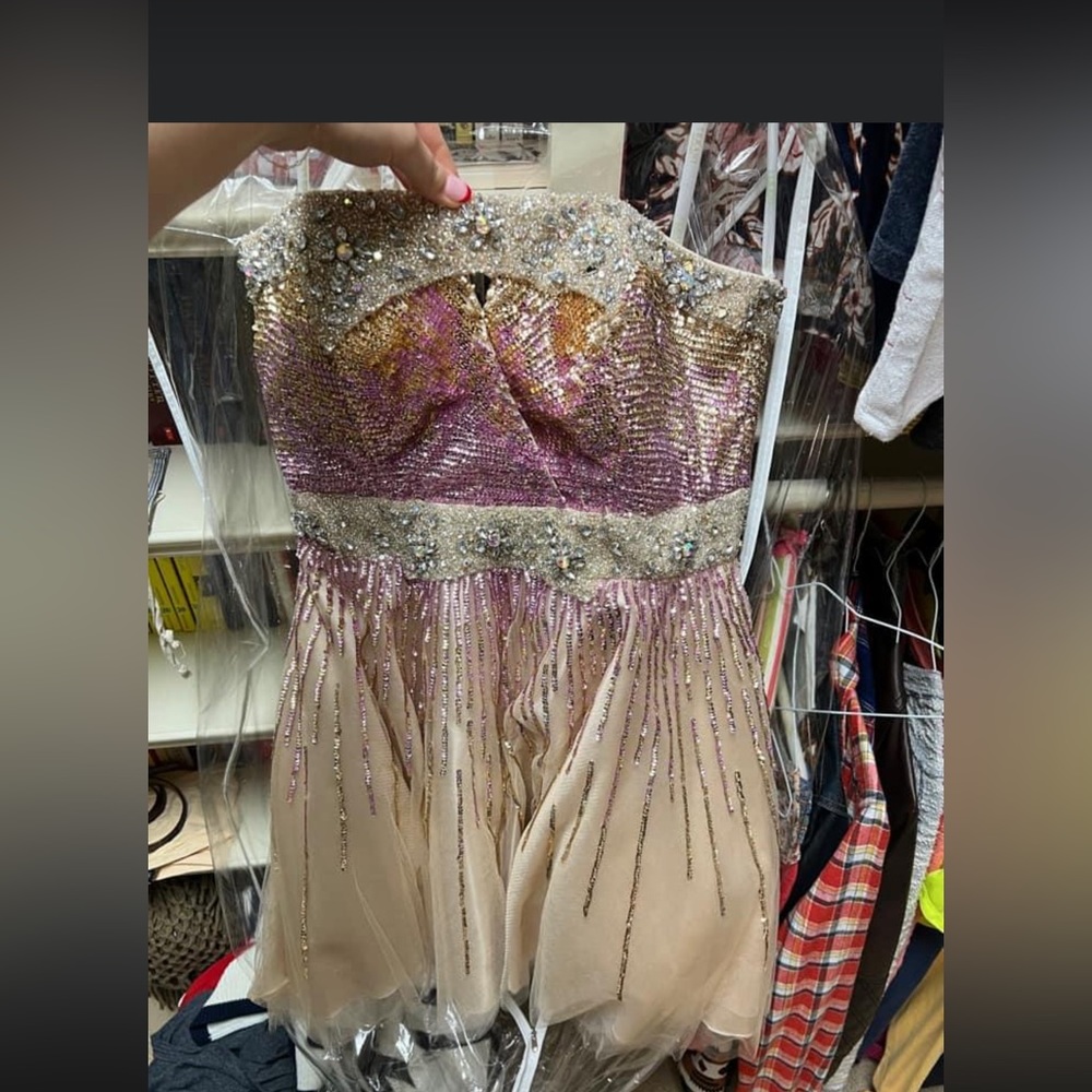 Terani Couture strapless cocktail dress